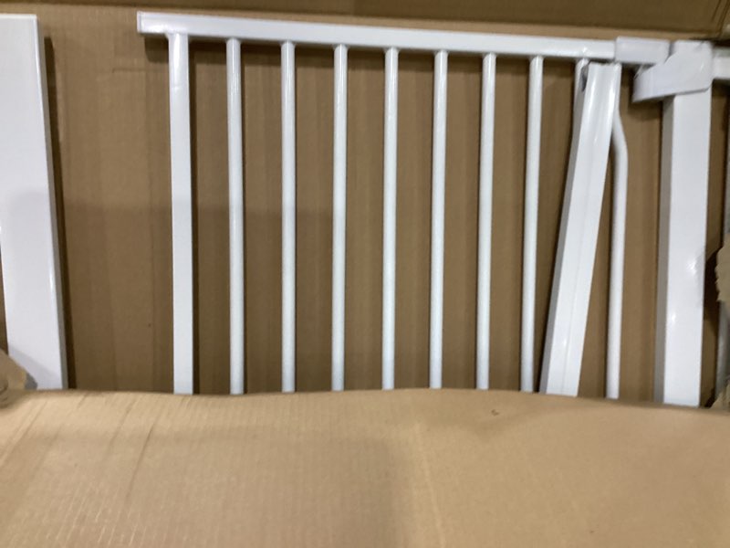 Condition photo showing As Is for lumizone extra tall cat gate 55.12" high pressure mounted extra wide 2025 new (17 sizes) 1.37" gap no drilling auto-close one-handed operation tall pet gate for dogs(white, 55.12" h x 29.92"-34.24" w) 55.12" h-white 29.92"-34.24" w