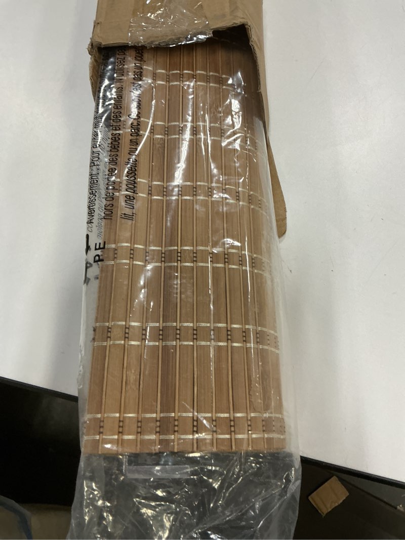 Condition photo showing Good Condition for LazBlinds No Tools No Drill Cordless Bamboo Roman Shades, Light Filtering Window Treatment, Roll Up Bamboo Blinds for Windows 27'' W x 64'' H, Brown Light Filtering-brown206 27" W x 64" H