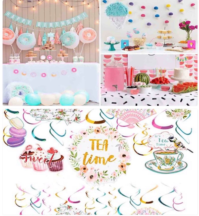 assorted celebration/decoration supplies (may include a variety of styles, colors, and themes)