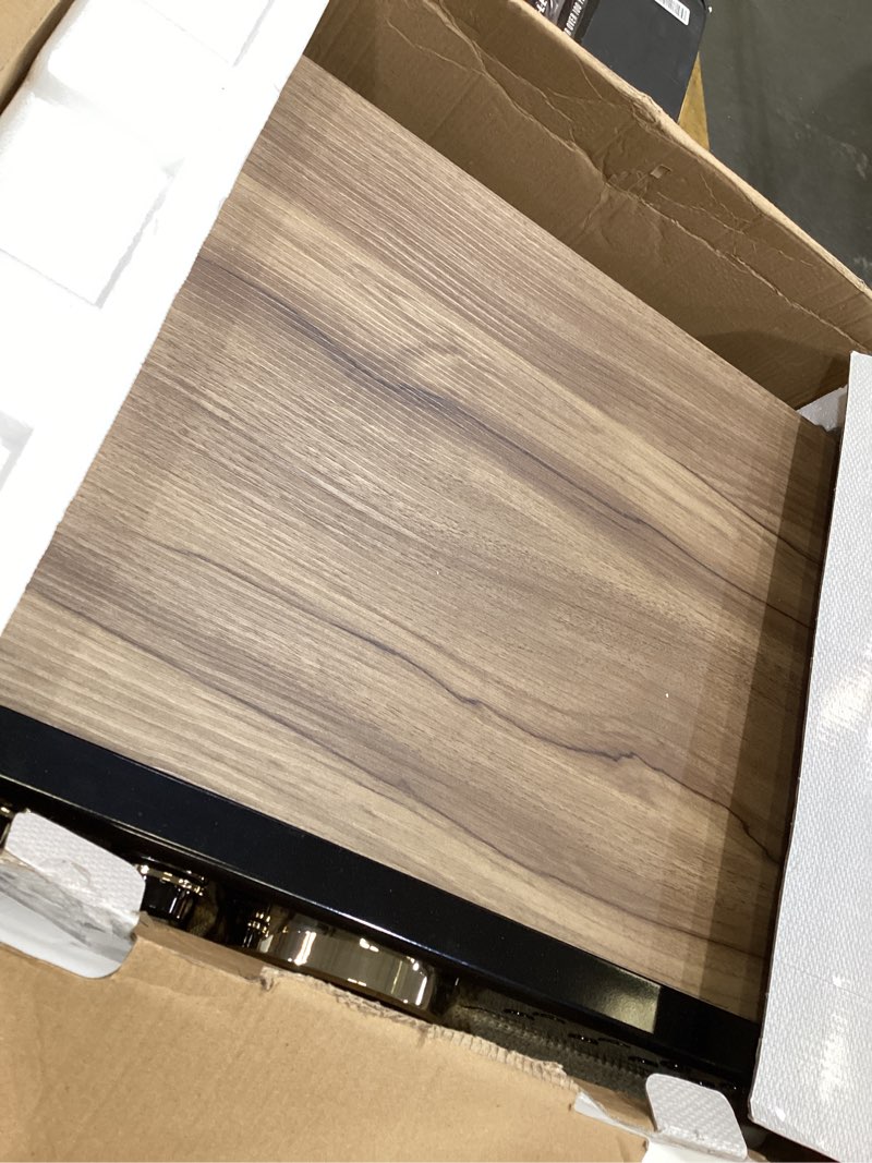 Condition photo showing As Is for victrola the empire mid-century 6-in-1 turntable & multimedia center with built-in speakers – 3 speed, bluetooth connectivity, radio, cassette & cd player, rca out, headphone jack (farmhouse walnut)
