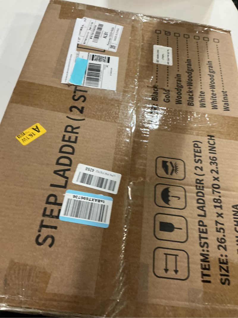 Condition photo showing Good Condition for HillhutApex 2 Step Stool, Aluminum Foldable Step Ladder, Lightweight Stable Stool with Wide Non-Slip Pedals, 330lbs Bearing Capacity Ladder for Office,Home,Kitchen - Gold Gold 2 Step