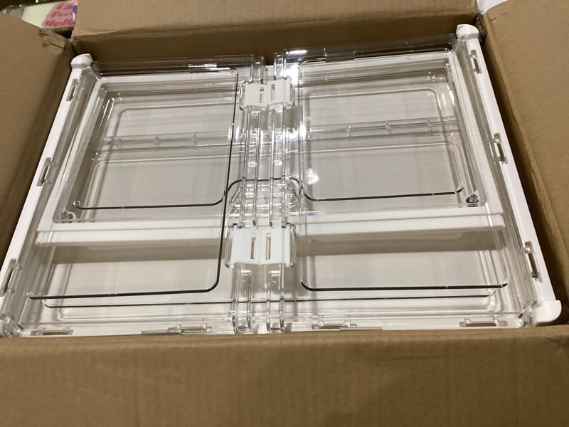 Condition photo showing Good Condition for clear storage bin with lid 3 pack ?stackable & sturdy? plastic multifunctional folding storage bins for bedroom, living room, study,room, 23 qt folding box with magnetic door white 3 tier-3 lids