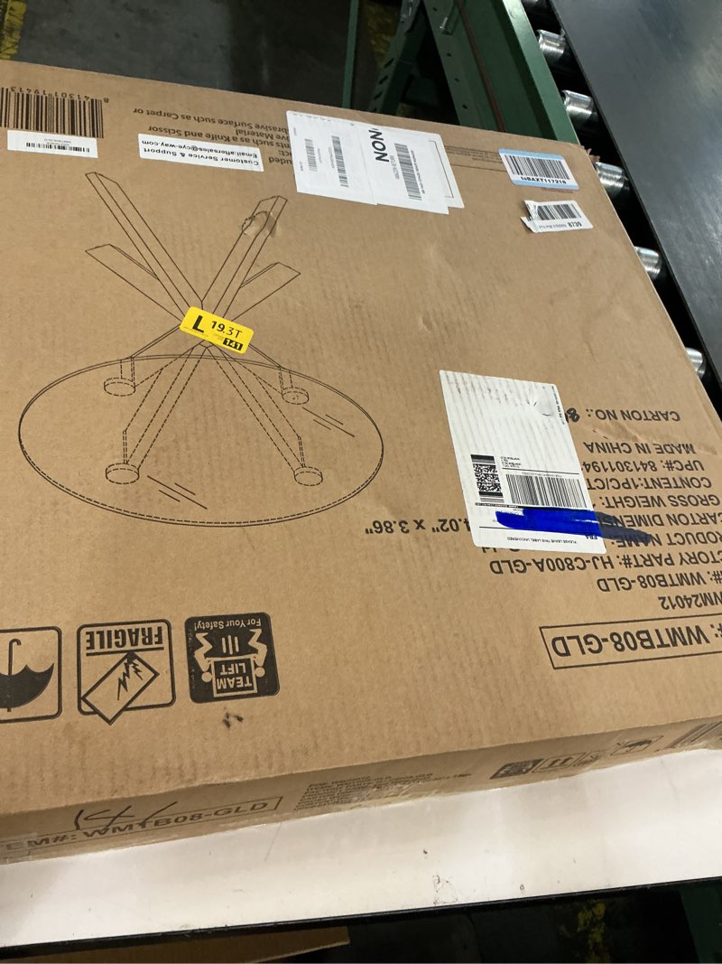 Condition photo showing Good Condition for (Similar)Modern Glass End Table, Small Round Side Table for Couch, Sofa Table with Grey Tempered Glass Top for Living Room, Bedroom, Bedside, 19.7" Wx21.7 H Black 19.7"Wx21.7"H Black