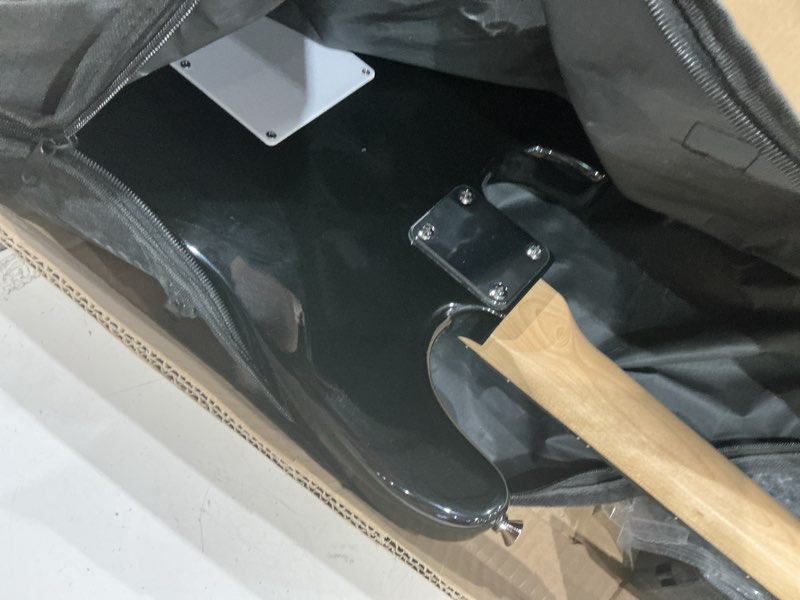 Condition photo showing As Is for electric guitar, 39 inch solid full-size electric guitar s-s-s pickups starter kit includes amplifier, bag, digital tuner, strap, string, cable, picks?mini amp?black)
