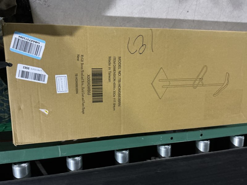 Condition photo showing Good Condition for MyGift Brown Wood and Metal Valet and Suit Stand, Executive Men's Garment Organizer Rack Coat and Pants Hanger Silvery