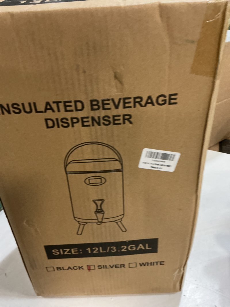 Condition photo showing New/Like New for Insulated Beverage Dispenser 3 Gallon, Stainless Steel Hot Drink Dispenser, Hot Water Dispenser for Parties, Hot Water Urn with Stand for Coffee Chocolate Tea, Silver 3 Gallon Silver