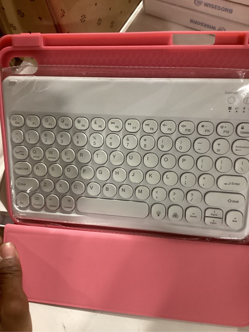 Condition photo showing Good Condition for keyboard for ipad 11th gen, 11/10.9inch ipad case with pencil holder, a16 white round key case wireless backlight keyboard case auto wake/sleep, red right-backlit-red