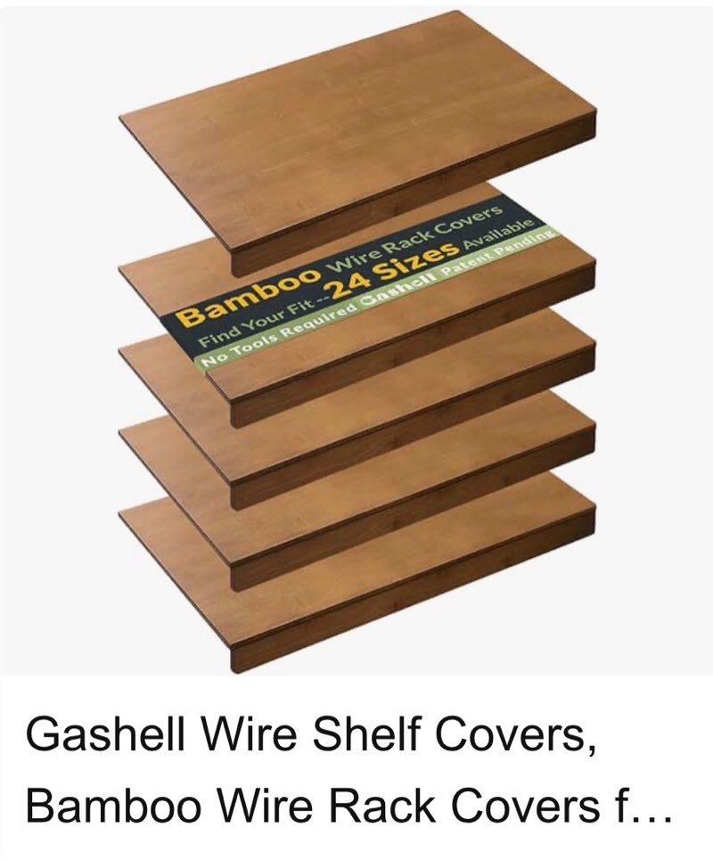 Gashell Wire Shelf Covers, Bamboo Wire Rack Covers for Pantry, Closet (4pcs, 24" W x 16" D)