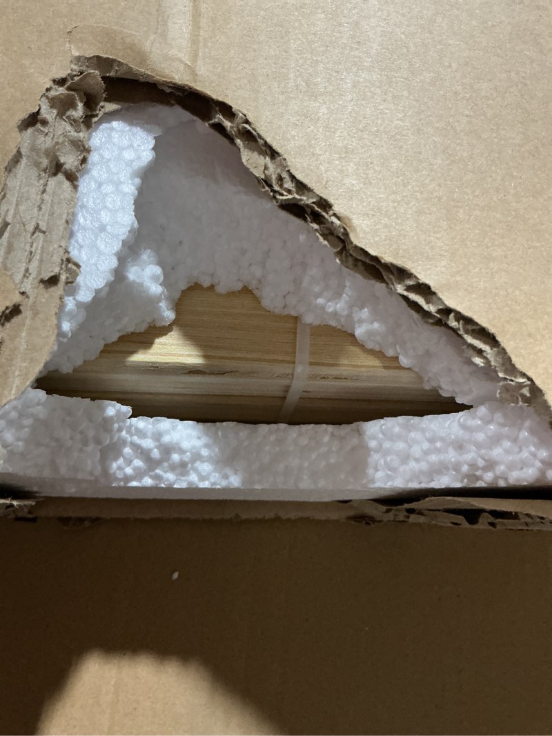 Condition photo showing As Is for (incomplete) Nectar Bamboo Platform Bed Frame - Full - Walnut - Floating Center Support Legs - 12” Height - Easy Tool Free Set Up - Contemporary and Durable - Sturdy Wooden Support Slats - Holds Up to 800 Pounds