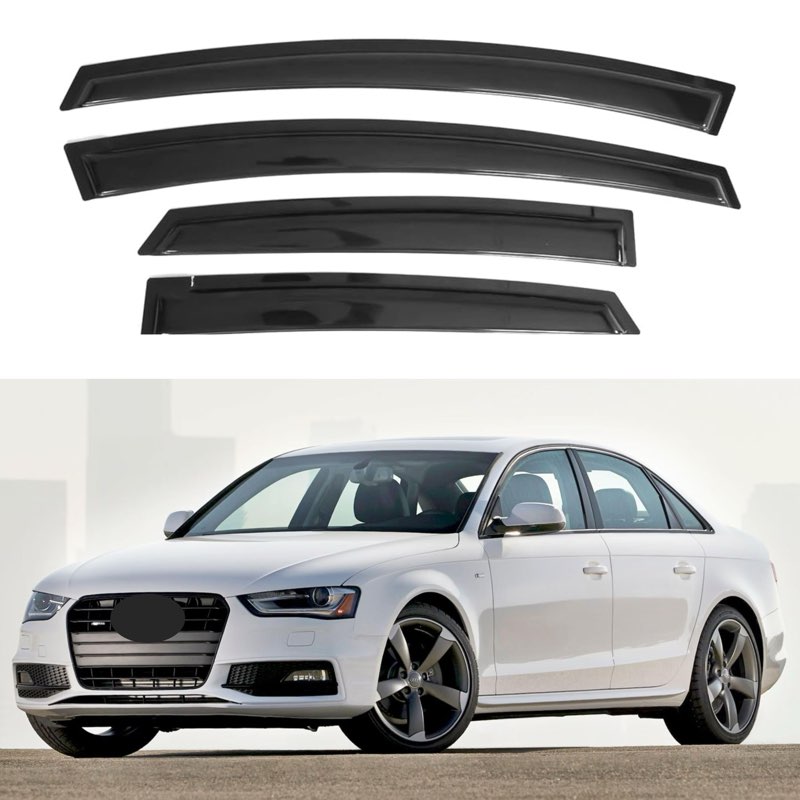 IG Window Visor for Audi A4 Sedan 2009-2016, Rain Guard Tape-On Extra Durable Sun Wind Side Vent Window Deflector, 2009 2010 2011 2012 2013 2014 2015 2016 (Sedan Only)