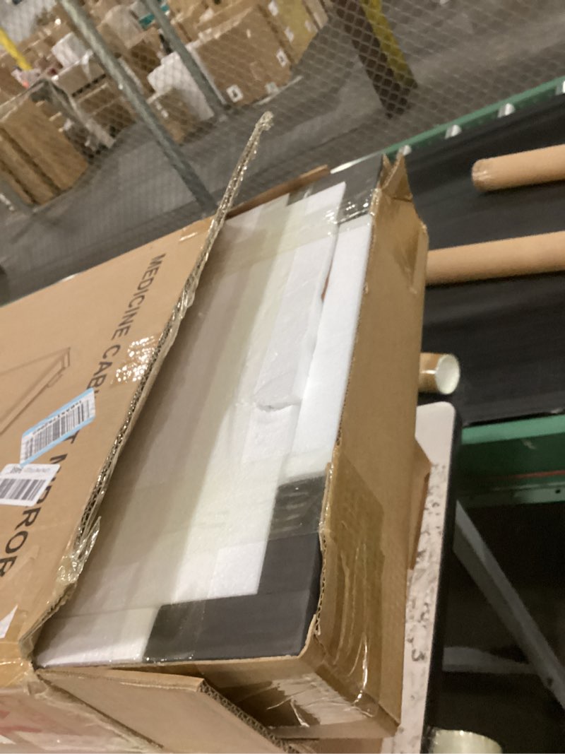 Condition photo showing New/Like New for 14x18 Inch Aluminum Medicine Cabinet with Beveled Mirror, Assembly Needed, Recessed or Wall Mount, 1 Adjustable Tempered Glass Shelf, Side Mirrors, Reversable Door, Rectangular Silver Edge