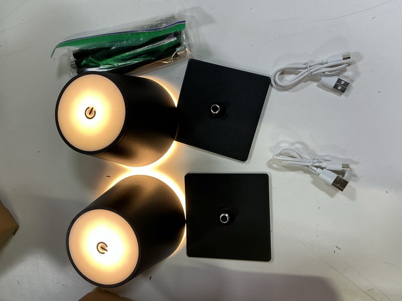 Condition photo showing Good Condition for chloranthus 2 pack cordless table lamps, 3 colors stepless dimming, 5000mah rechargeable battery led desk lamp for bedroom/couple dinner/desk/cafe/dining room/terrace black -2 pack