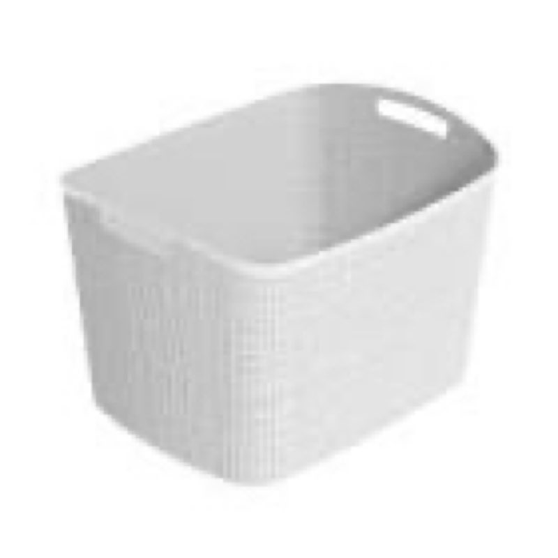 curver set of 2 xl 30.5l jute decorative plastic organization and storage baskets - perfect bins for home office, closet shelves, kitchen pantry and all bedroom essentials, white  extra large 30.5l