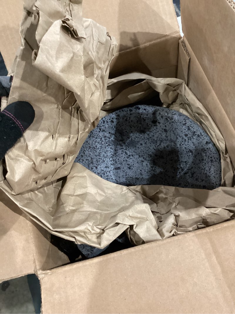 Condition photo showing As Is for 8.6 inch Molcajete Mortar and Pestle with Pig Design, Mexican Handmade with Lava Stone Ideal as Herb Bowl, Spice Grinder, Volcanic Stone 9 inch