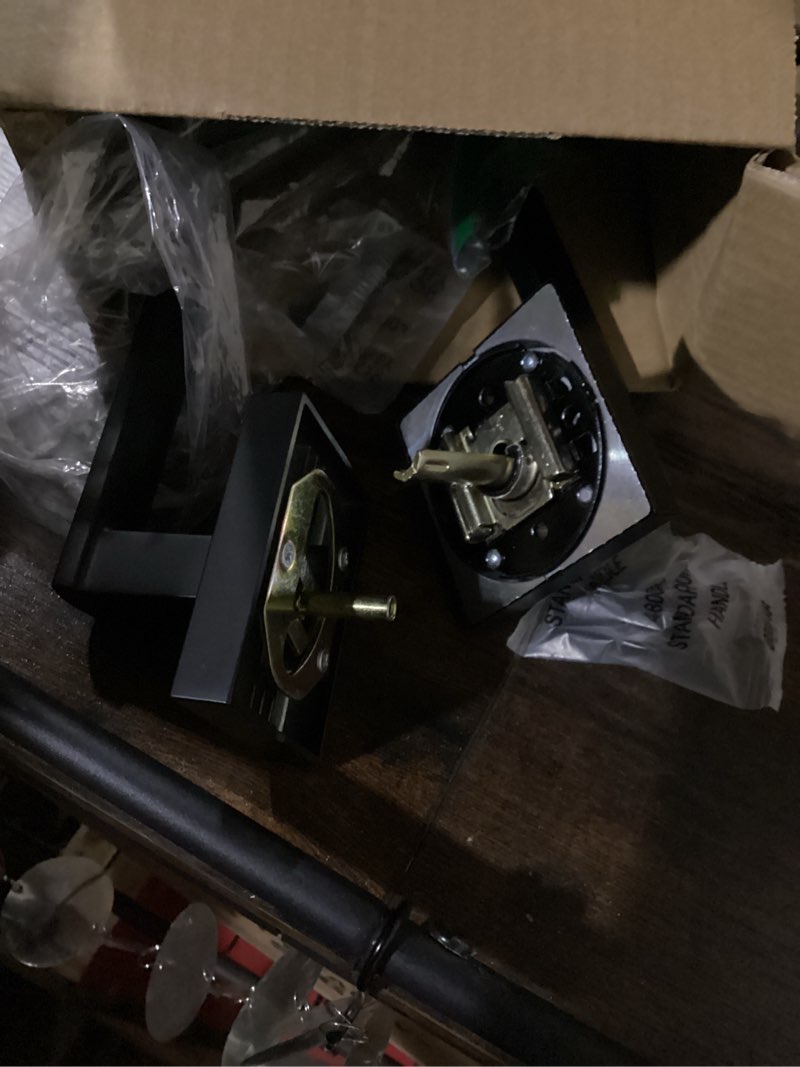 Condition photo showing Good Condition for possibly incomplete .. kwikset 98150-011 san clemente front door handle with interior halifax lever featuring microban antimicrobial product protection, matte black (b085q99v4l)