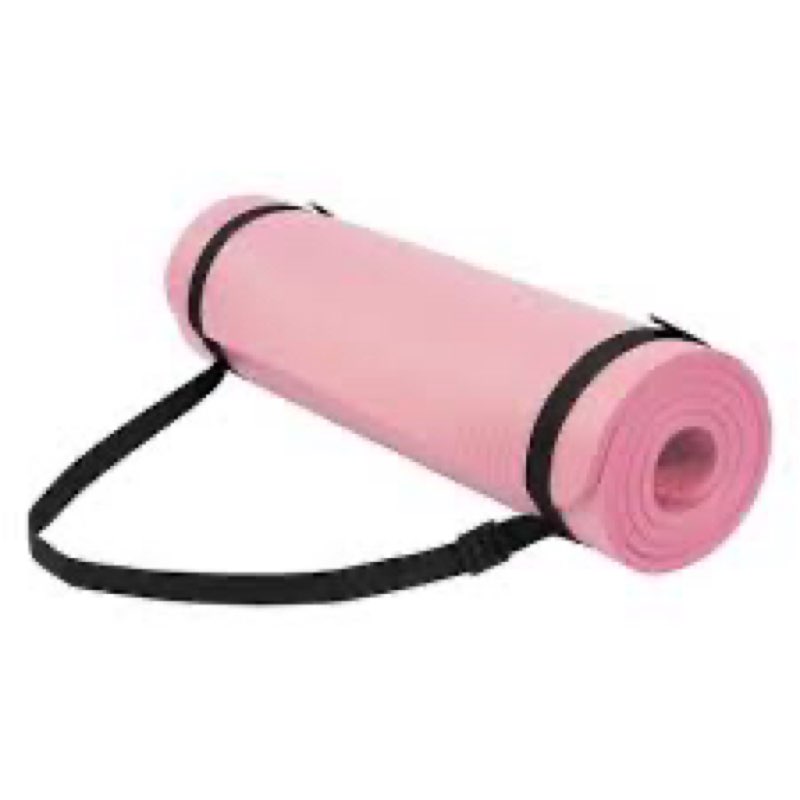 (similar to stock photo)yoga mat, 1/2-inch extra thick high density exercise mat, anti-tear exercise yoga mat with carrying strap, suitable for various yoga exercises