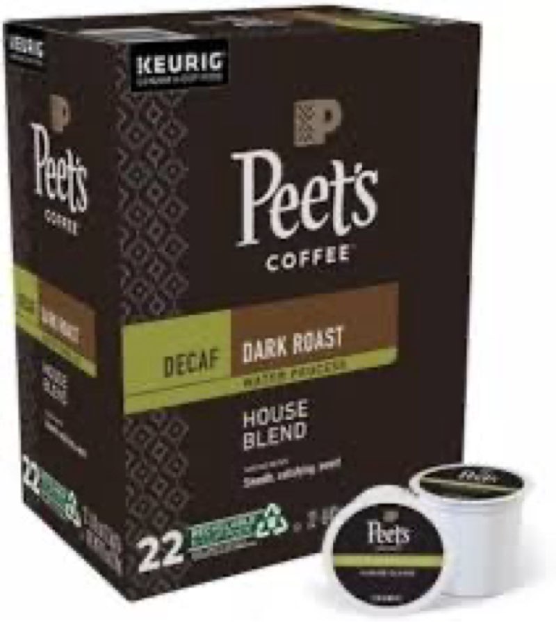 Peet’s Coffee Decaf House Blend K-Cup Coffee Pods for Keurig Brewers, Dark Roast, 22 Pods (Pack of 1