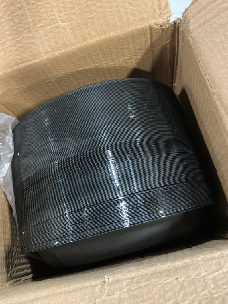 Condition photo showing New/Like New for wellife black plastic plates 9 inch -150 count for party, plastic disposable dinner plates for halloween picnic bbq 9inch?150 guests? black