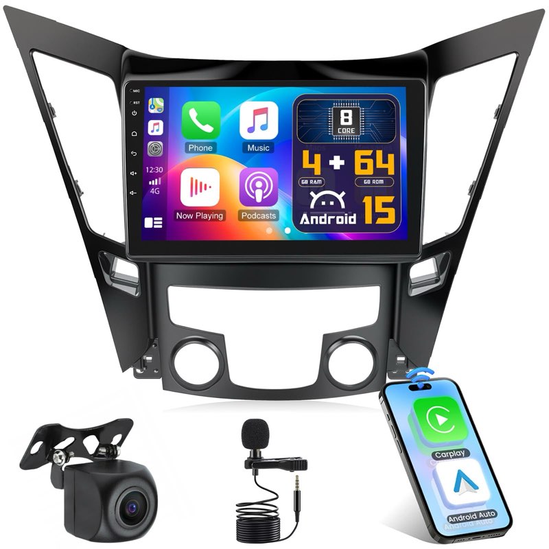 ?Qualcomn Chipset? 8 Core 4+64GB Android 15 Car Stereo for Hyundai Sonata 2010-2015, 9 Inch Touch Sc