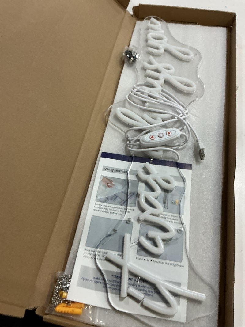 Condition photo showing New/Like New for 22.5 Inch It Was Always You Neon Sign for Wall Decor Dimmable, USB Powered It Was Always You Led Sign for Wedding Proposal Party, Neon Lights Signs for for Bedroom Living Room Bar, Warm White It Was Always You-warm white