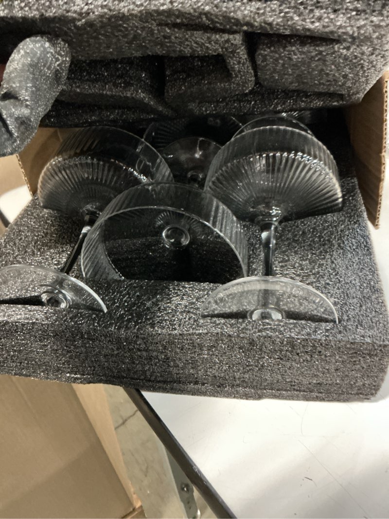Condition photo showing Good Condition for 6 Pcs Ribbed Coupe Glasses, 10 oz Vintage Martini Glasses Set, Cute Espresso Martini Glass & Champagne Coupe Glass, Elegant Bar Glassware for Cocktails, Wine, Outdoor Entertaining & Gifts Clear 6 Pcs