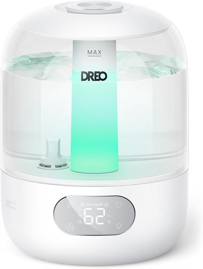 Dreo Humidifiers for Bedroom, 3L Top Fill Cool Mist Humidifiers, 30Hr Quite Runtime, Humidity Sensor