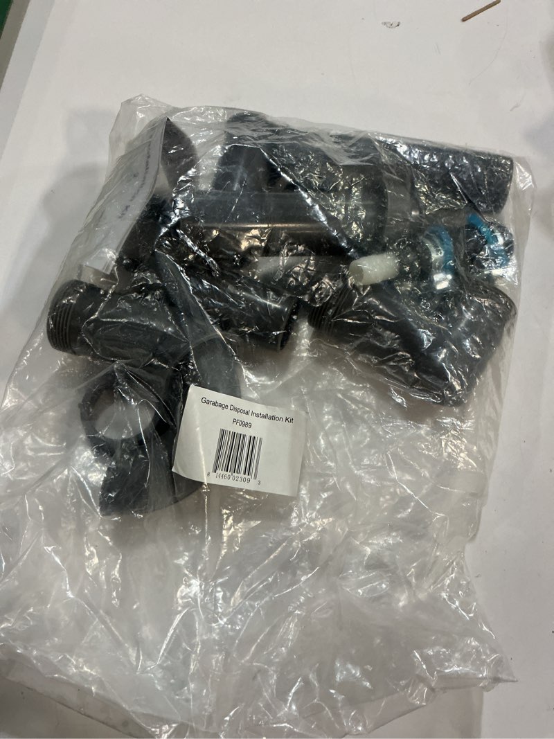 Condition photo showing Good Condition for Garbage Disposal Installation Kit, Complete Kitchen Sink Drain Pipe Kit for Double Bowl Sink, 1-1/2" Plumbing, Wall Mount or Floor Drain, Includes Elbow, P trap, Flange, Gasket and Adjustable Tailpipe