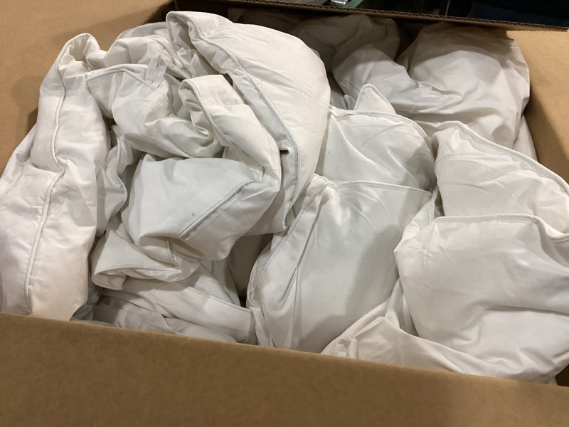 Condition photo showing As Is for Serta Goose Feather Down Fiber Cotton Comforter King Size - 100% Cotton Duvet Insert - Hotel Luxury Hypoallergenic Bedding Comforter All Season Medium Warmth 106 x 90 Inch White King All Season