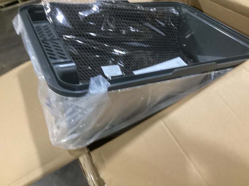 Condition photo showing Good Condition for xxxxx+l stainless steel cat litter box with high sides, 29" l x 21" w x 16" h extra large litter box for big cats and multiple cats, enclosure cat litter pan with anti-urine leakage, easy clean gray xx-large
