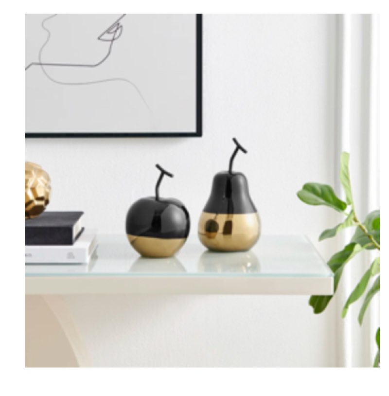 Vost Dipped Fruit Decorative Accent Ceramic Sculpture Figure Set Of 2