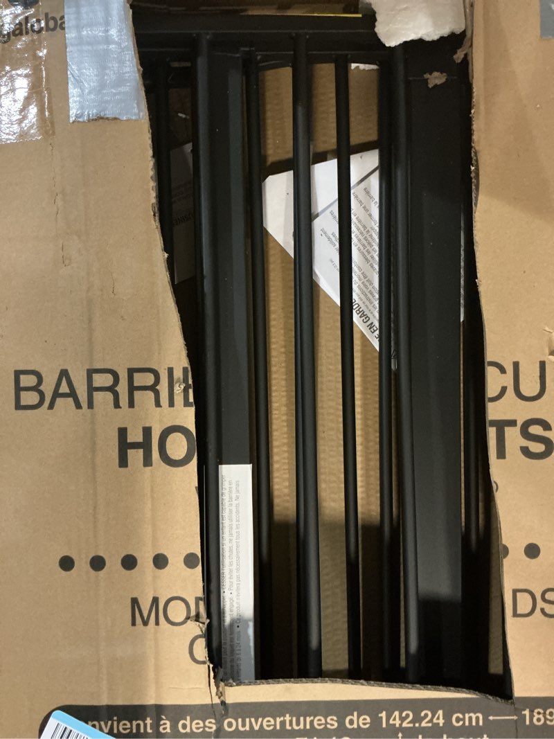 Condition photo showing Good Condition for Regalo Deluxe Home Accents Widespan Safety Gate, 74.5" W x 28" H, Includes 4 Wall Mounts, Black 74.5" W x 28" H Black