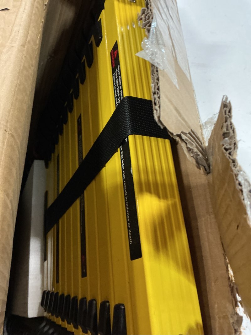 Condition photo showing Good Condition for 16.5 ft telescoping ladder, aluminum extension ladder, 330 lbs load capacity, multi-purpose collapsible ladder for home and work; yellow yellow 16.5 ft