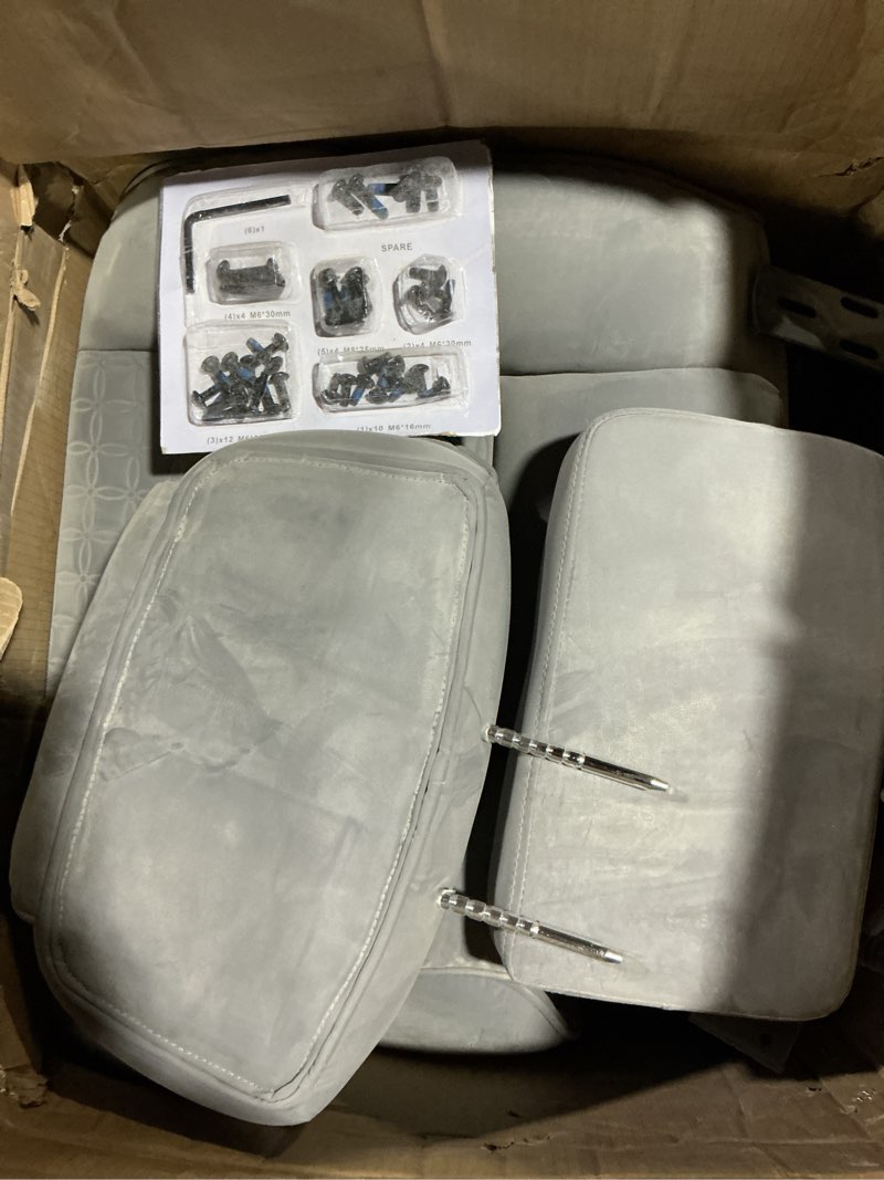 Condition photo showing Good Condition for dumos big and tall home office desk chair, gaming computer chair, executive ergonomic chair with footrest, high back reclining, adjustable armrests and comfy lumbar support, pu leather, grey grey adjustable armrest