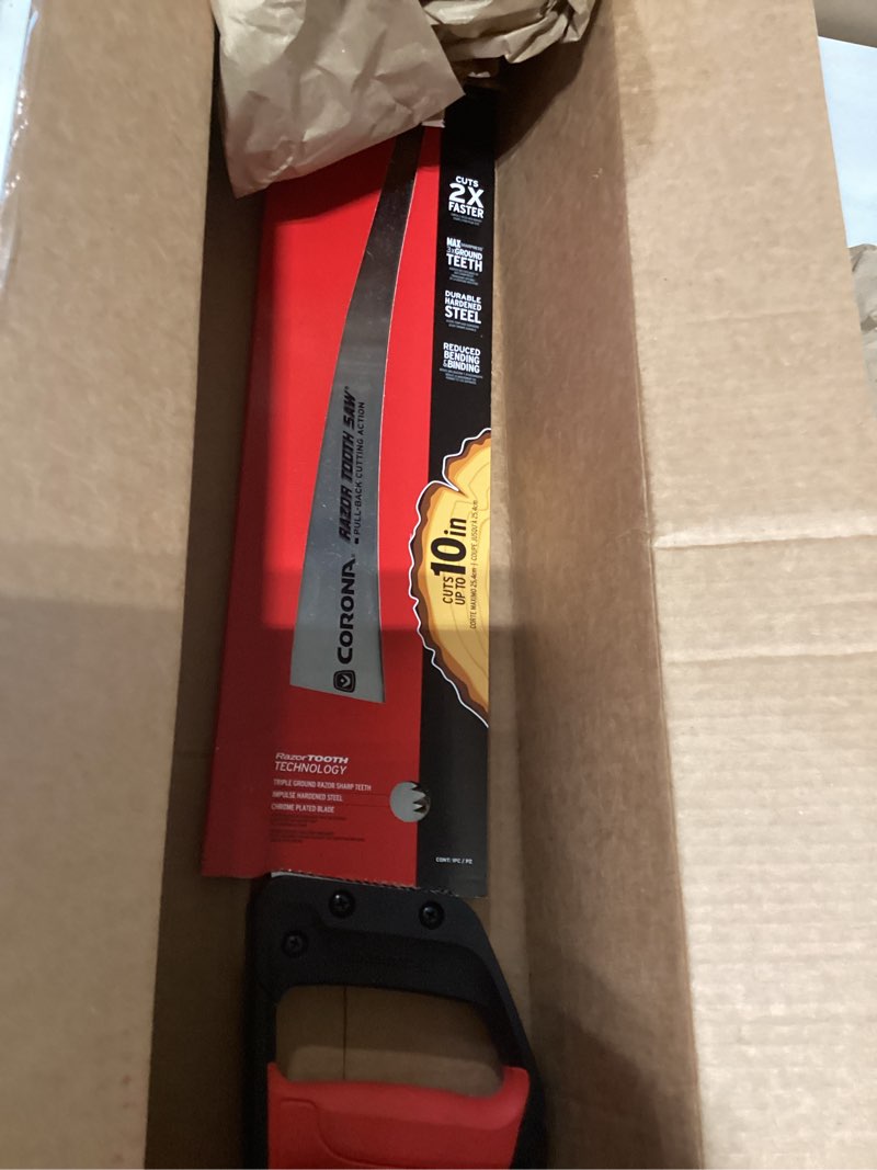 Condition photo showing New/Like New for corona tools 18-inch razortooth pruning saw | heavy-duty hand saw with curved blade | d-handle design for gloved or 2-handed operation | cuts branches up to 10" in diameter | rs 7510d 18 inch plastic handle