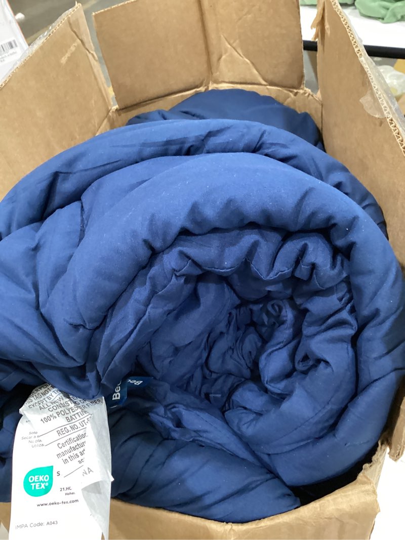 Condition photo showing As Is for bedsure queen comforter set, blue soft prewashed bedding for all seasons, 3 pieces gentlesoft™ bed set, 1 lightweight comforter (90"x90") and 2 pillowcases (20"x26") queen(90"x90") 22 - blue