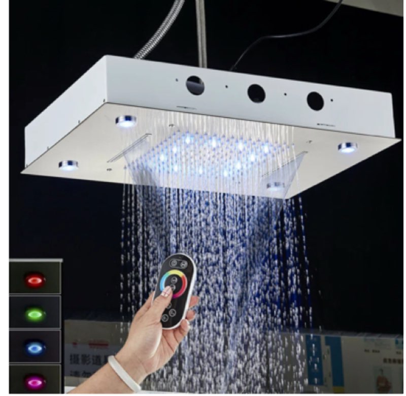14x20inch Shower Head with 3 Functions Rainfall Waterfall Mist, High-Pressure Rainfall Spray Waterfall Shower Water Filter Rain Fixed Shower Head 2.5 GPM