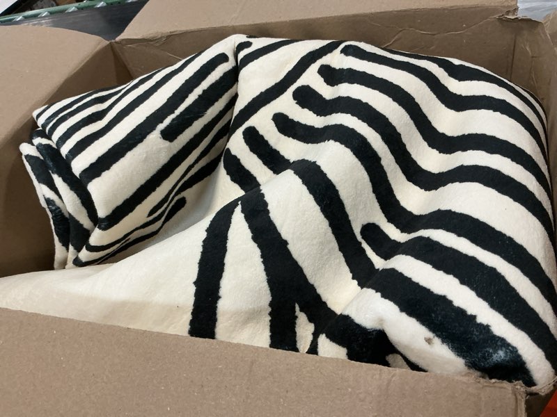 Condition photo showing Good Condition for yihouse 8×10 ft washable rug, black and white abstract area rug for bedroom living room dining room office playroom nursery, ultra thin nonslip modern large rugs soft contemporary striped rugs modern lines beige 8' x 10' (rectangular)