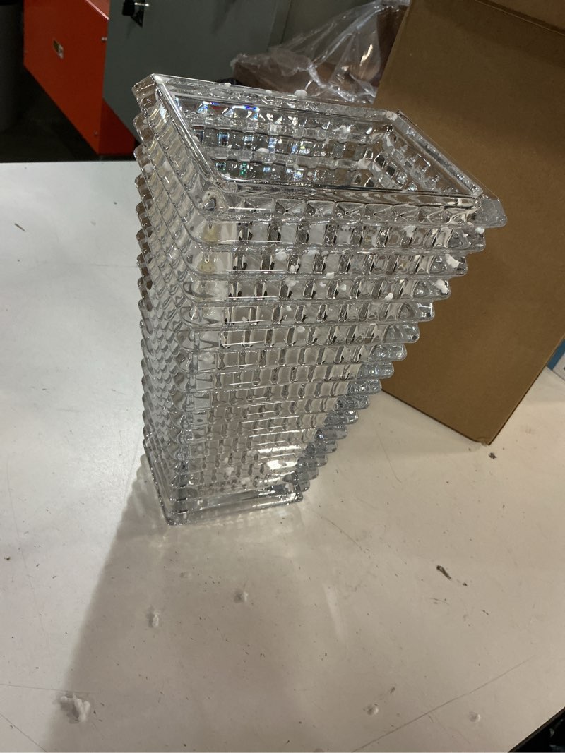 Condition photo showing New/Like New for mcmcncuiu crystal glass vase, large crystal vases for flowers, large flower vase, clear modern vases for living room, bedroom, kitchen, dining table, mantle, wedding, 11 inches x-large clear