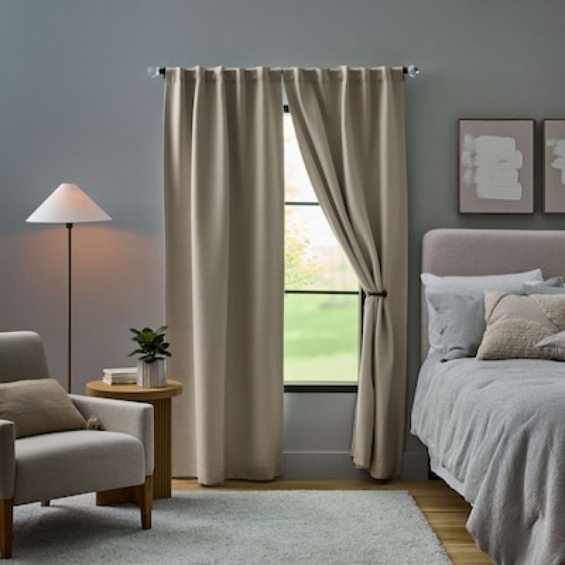 origin 21 84-in sand grain polka dot blackout interlined back tab curtain panel pair