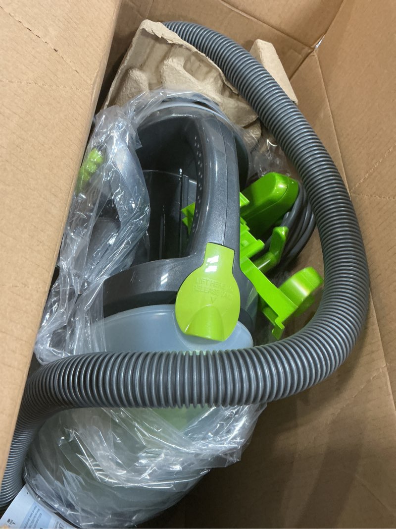 Condition photo showing As Is for bissell little green pet deluxe portable carpet cleaner and car/auto detailer, 3353, gray/blue little green deluxe