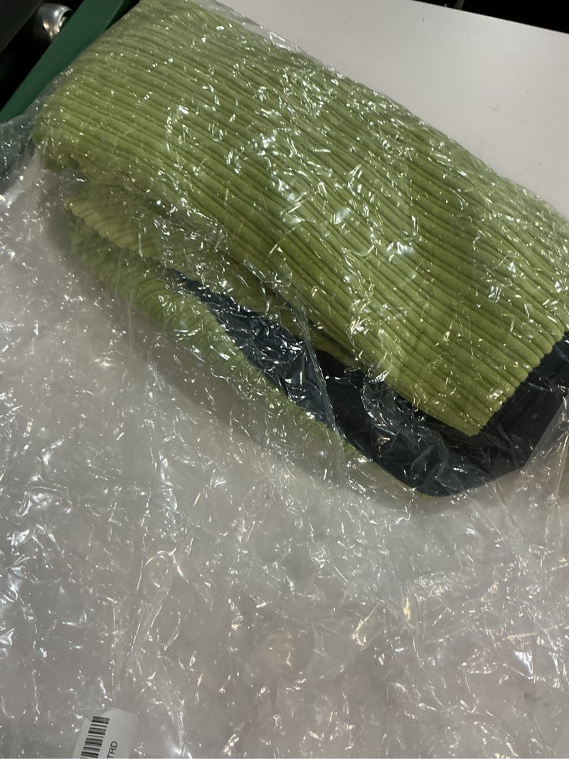 Condition photo showing As Is for Pouf Ottoman Foot Stools with Foam Small Ottoman for Living Room Corduroy Ottomans Pouf 26x18 Floor Poufs Foot Rest for Chair Sage Green Hassocks and Ottomans