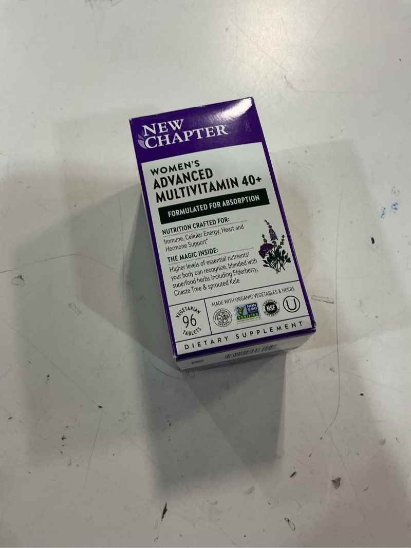 Condition photo showing New/Like New for (Exp:07/2026)New Chapter Women's Multivitamin 40+ Advanced Formula for Heart, Hormone, Immune & Energy Support, Higher Levels of Whole-Food Fermented B Vitamins +D3, Made with Organic Non-GMO Ingredients, 96 Count 96 Count (Pack of 1)