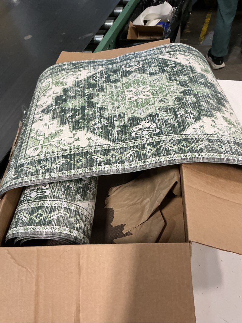 Condition photo showing Good Condition for genimo kitchen mats for floor 2pcs, washable anti fatigue mat for cushioned, 17.3"x47"+17.3"x30", waterproof kitchen rugs, non slip comfort standing mat rug for home, sink, laundry, light green light green 17.3"x47"+17.3"x30"--0.4 inches