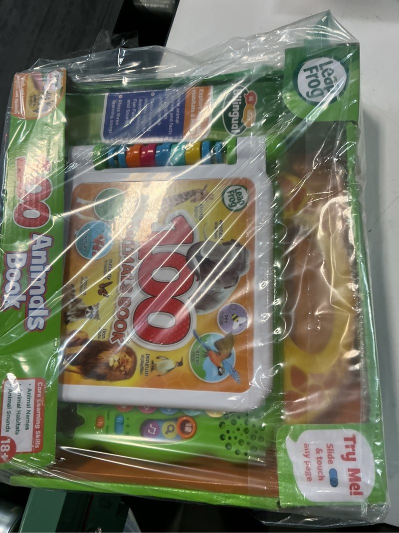 Condition photo showing New/Like New for leapfrog 100 animals book, green animals, green standard packaging