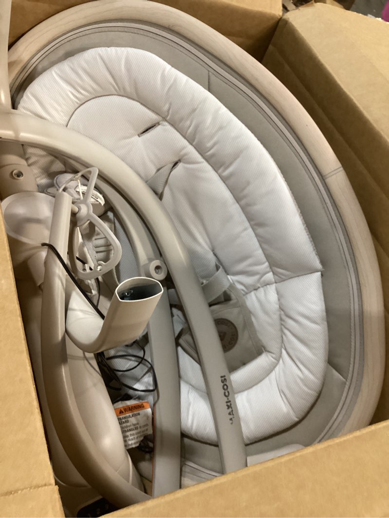 Condition photo showing As Is for Maxi-Cosi Cassia Baby Swings for Infants: Smart Portable Baby Swing with Music, Lightweight & Foldable Baby Swing, 360 Rotation Infant Swing, Classic Oat