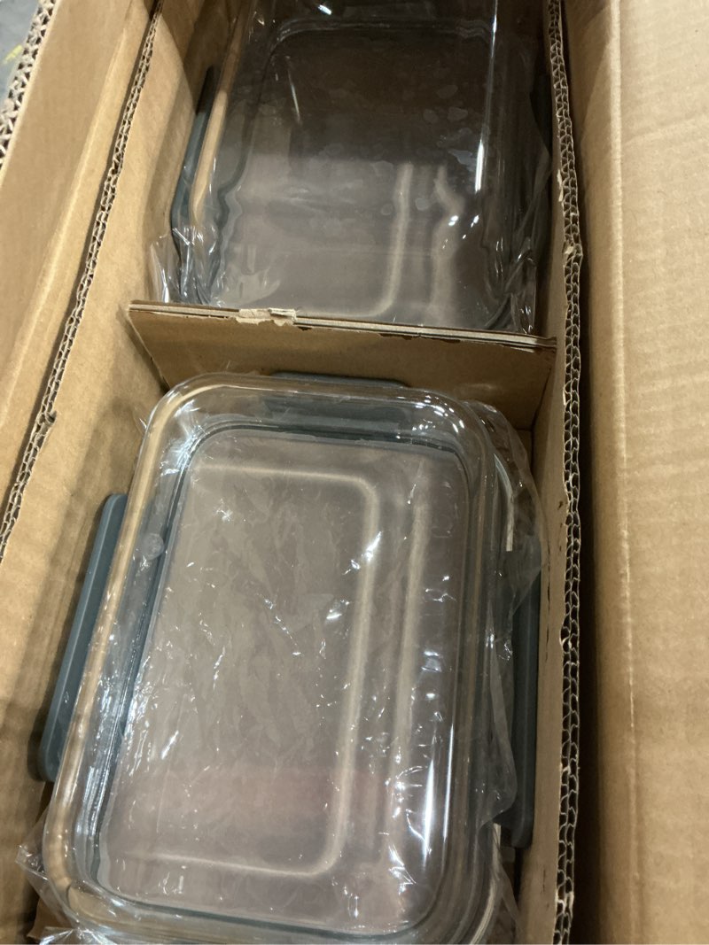 Condition photo showing As Is for [8-Pack,30 oz]Glass Meal Prep Containers,Glass Food Storage Containers,Airtight lunch Containers with Lids, Microwave, Oven, Freezer and Dishwasher Gray