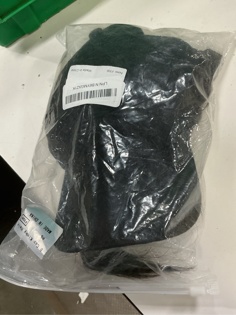 Condition photo showing Good Condition for baseball hat wig,hat with hair attached 16'' adjustable black cap with wavy curly synthetic bob hair extensions for women girls(dark brown) dark brown-m
