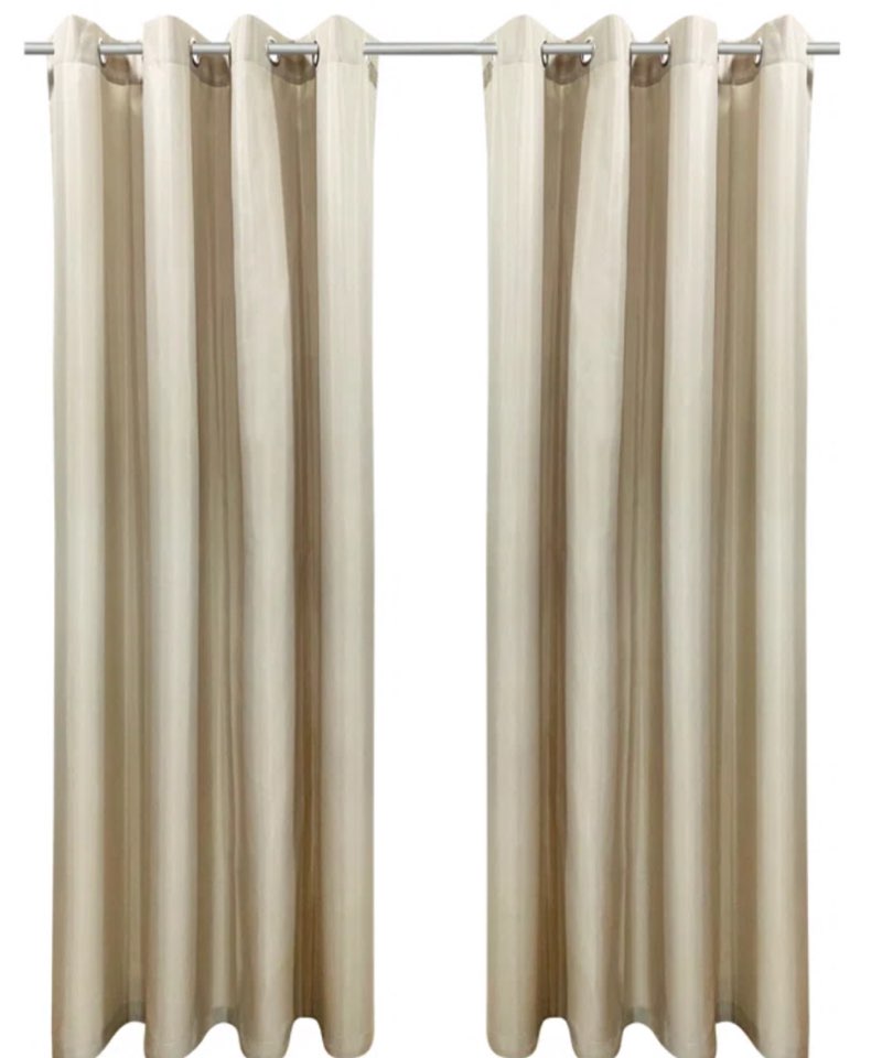 Darylle Seascapes Solid Semi-Sheer Outdoor Grommet Curtain Panels Size per Panel: 50\\\" W x 108\\\" L, Curtain Color: Linen