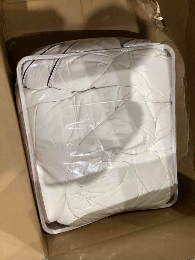 Condition photo showing Good Condition for pacific coast goose feather down fiber comforters queen size, extra fluffy white duvet insert, ultra-soft, breathable, all season hotel luxury bedding comforters, 8 corner & center loops (90"x90")