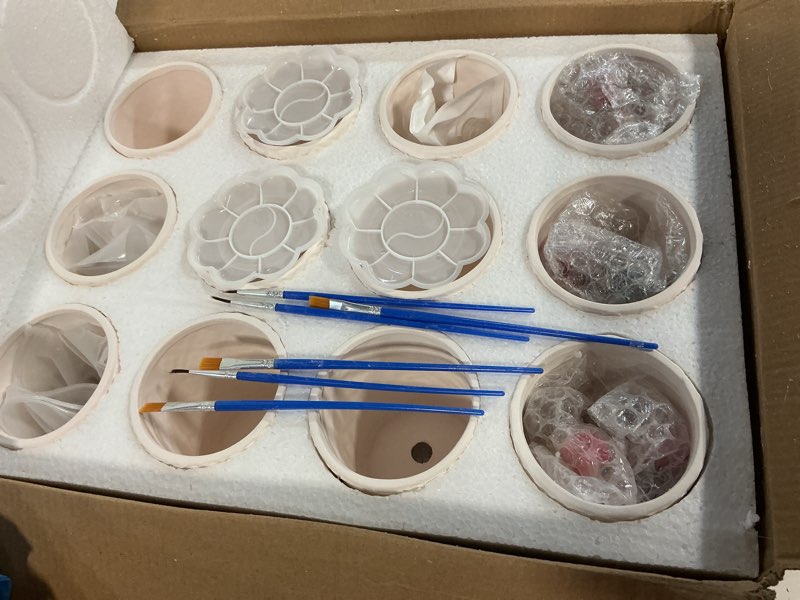 Condition photo showing Good Condition for zubebe 12 pcs paint your own ceramic pots bulk unfinished succulent pots craft kit with drainage hole mini paintable plant vase ready to paint planter for cactus diy craft (classic) 12 classic